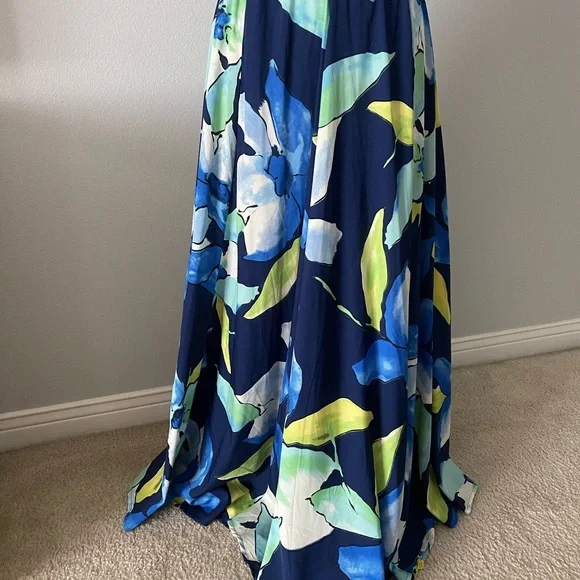 Roz & Ali Blue and Green Floral Maxi Skirt - Picture 3 of 6